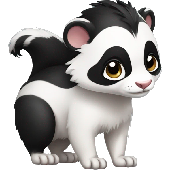 Cute skunk-panda-ferret-hybrid full body emoji