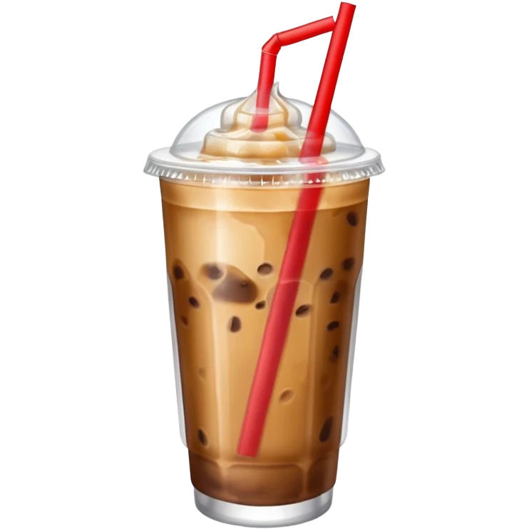  plastic cup of iced coffee with one straw. emoji