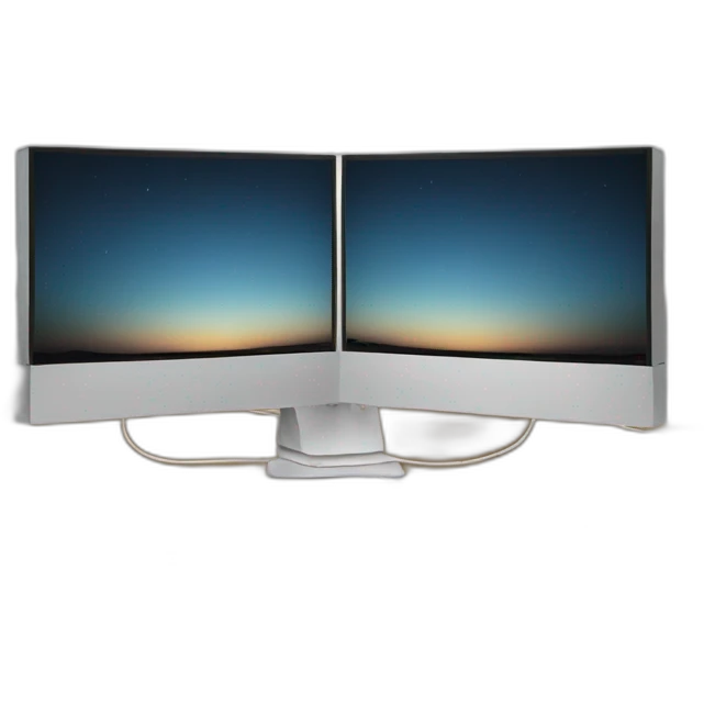 Desktop with two monitors and one light emoji