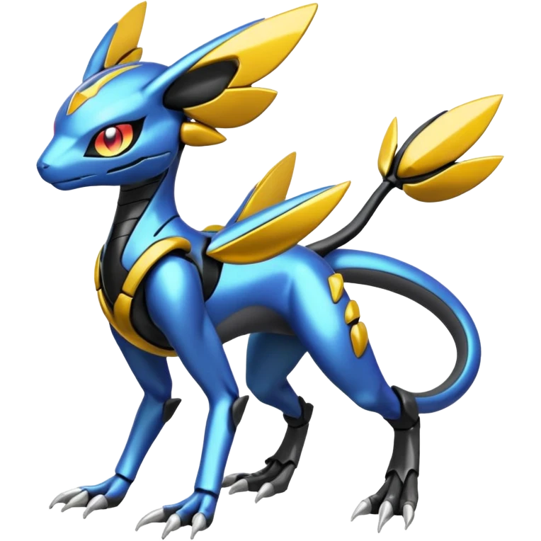 Modern Futuristic Cyber-Meloetta-Greymon-Inteleon-Greninja-Pokémon-Digimon-Fakémon-fusion-hybrid-creature emoji