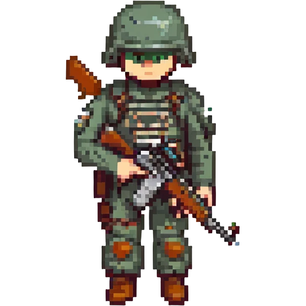 soldier with helmet and rifle standing at attention emoji