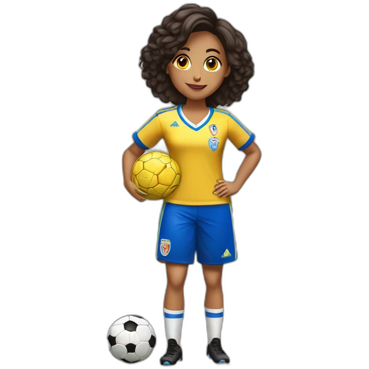 Chica Morena jugando al fútbol emoji
