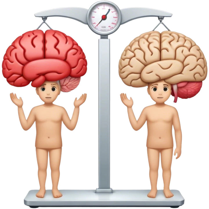 The brain and the heart are on the scale from different sides emoji