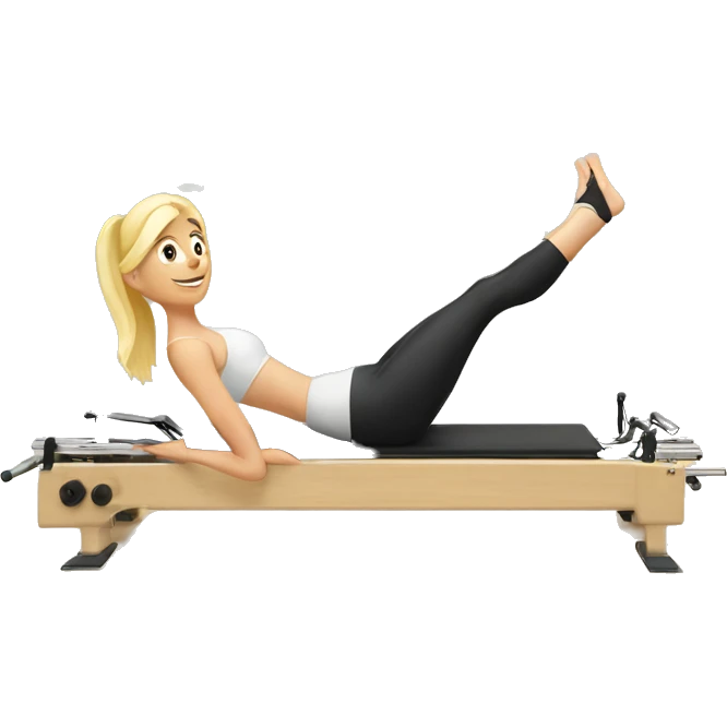 Blonde girl doing reformer pilates  emoji