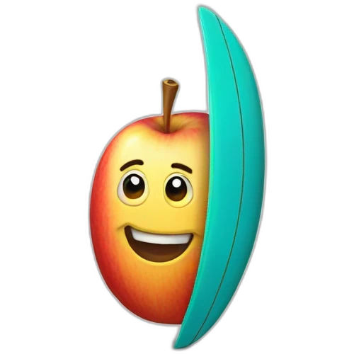Une pomme qui fait du surf emoji