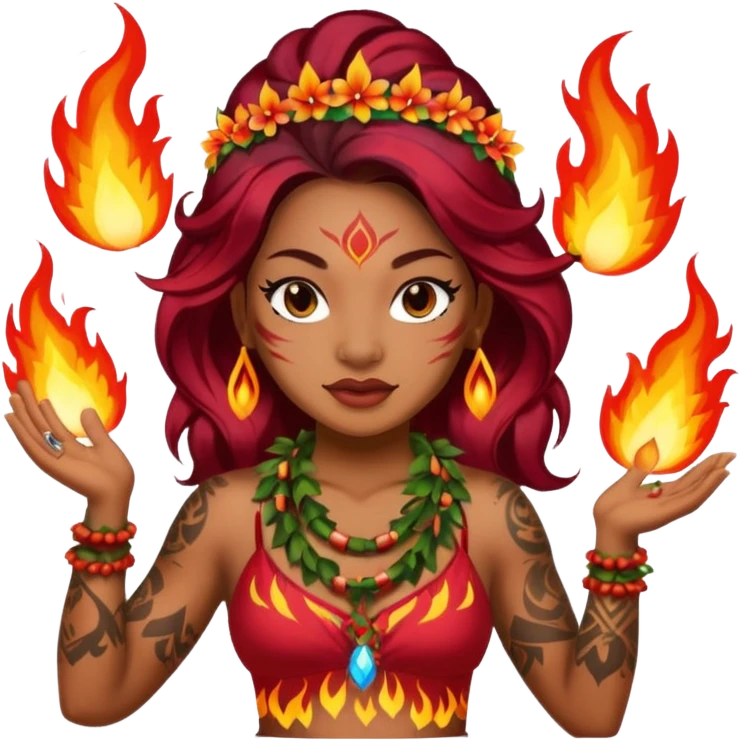 hawaiian female fire dancer with tattoos emoji