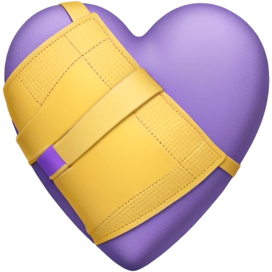 purple and yellow heart with a bandage emoji
