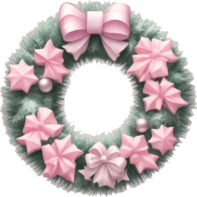 Pastel pink Christmas wreath emoji