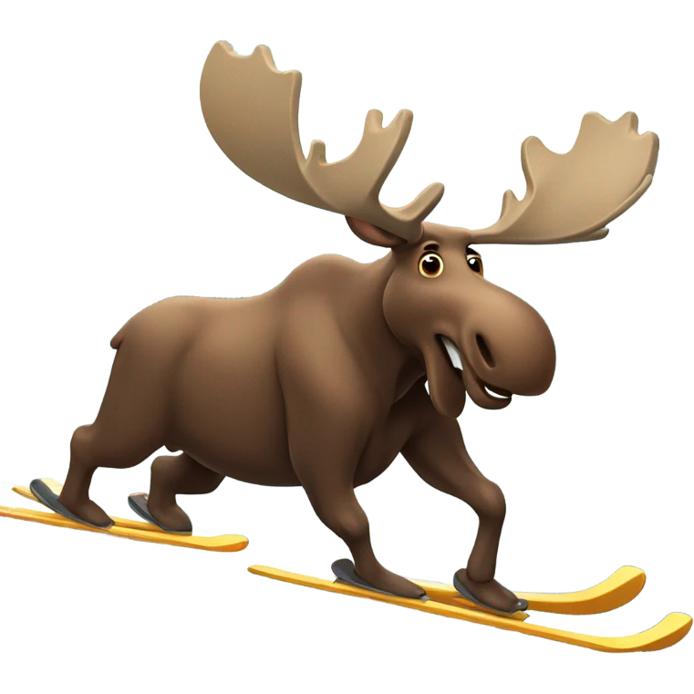 Moose skiing down mountain emoji