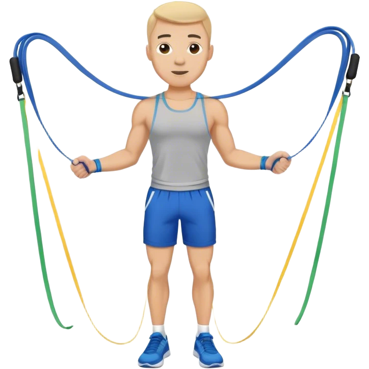 fit man with blue shorts resistance bands exercises emoji