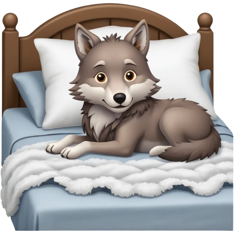 Wolf laying in bed counting sheep emoji