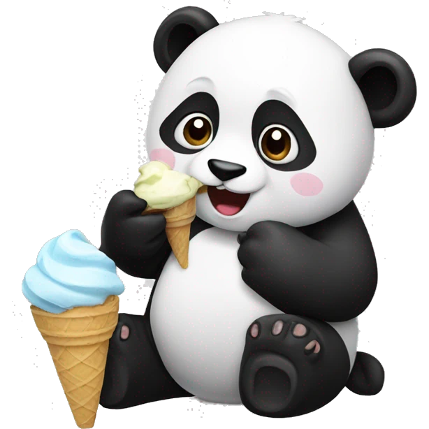 Panda eating ice cream emoji