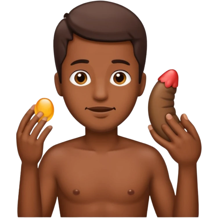 A guy stroking his shit emoji