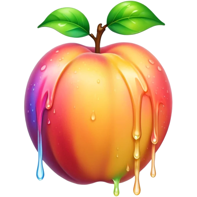 Wet rainbow dripping peach emoji