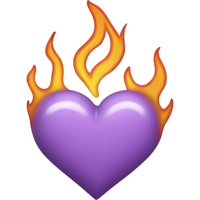 Light Purple Heart with flames  emoji