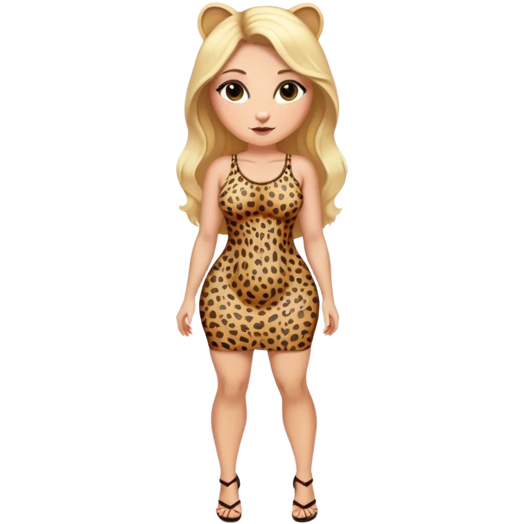 Curvy blonde long hair sfw cheetah print short dress  emoji