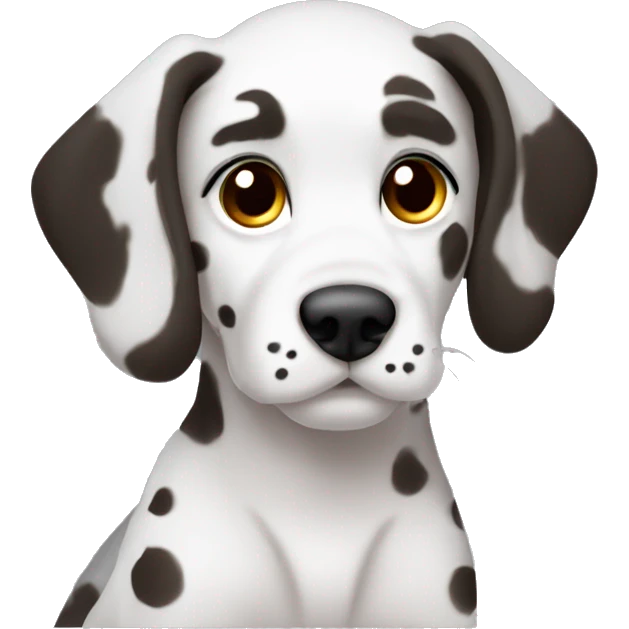Puppy dalmation dog brown eyes without eyebrows white outline side view emoji
