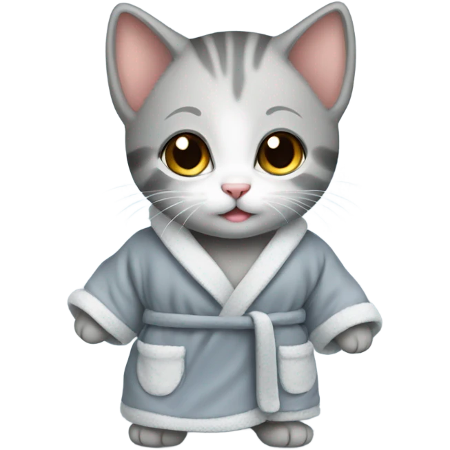 A baby kitten with a grey bathrobe on emoji