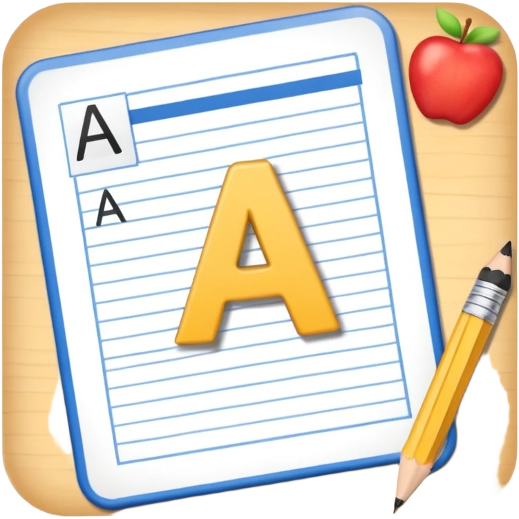 exam paper with “ABC” letters and a pencil emoji