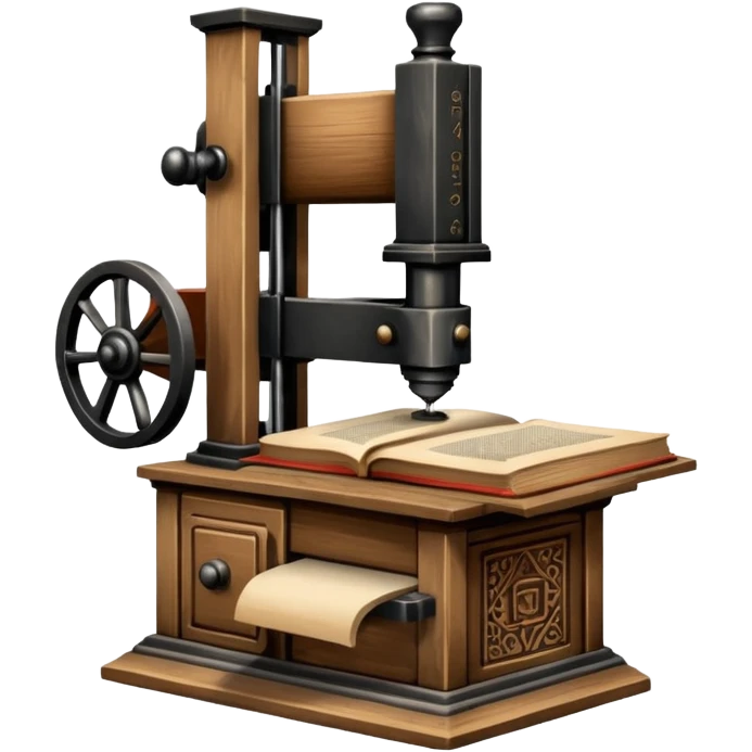 Gutenberg printing press, movable type books emoji