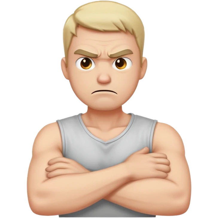 angry guy with crossed arms holding his neck emoji