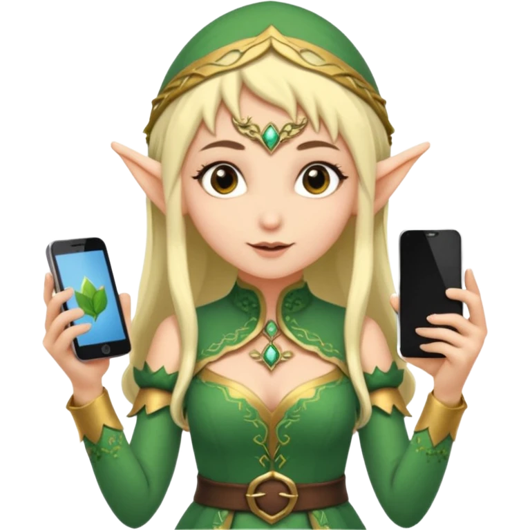 elf with persion crawl custome dress and smartphone emoji