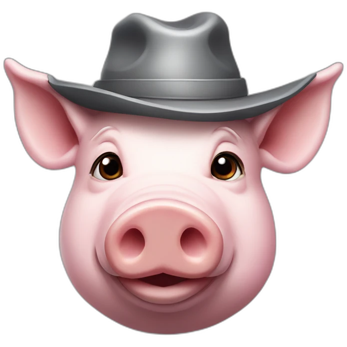 pig with a gray hat with the inscription "true legends club" emoji