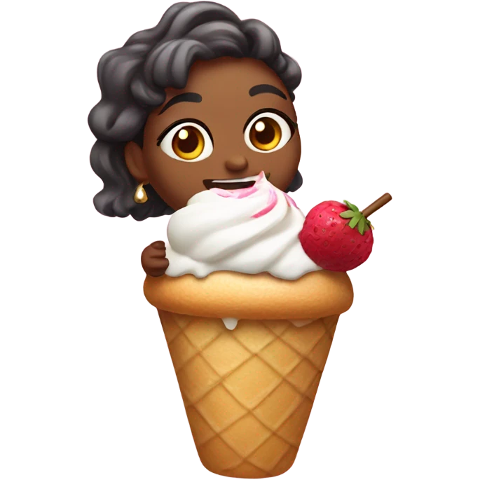 Emoji vaca Lola tomando un helado emoji