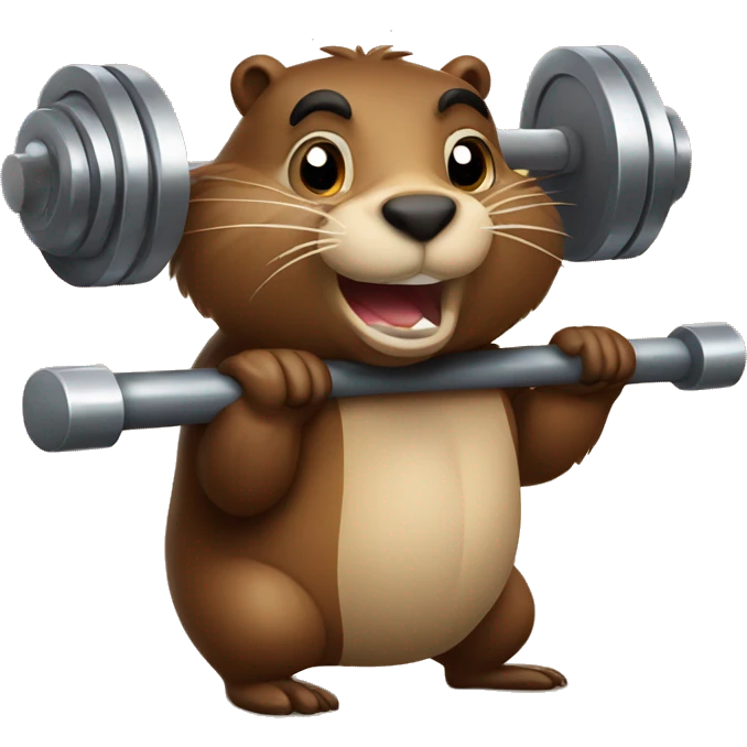 Beaver lifting the barbell emoji