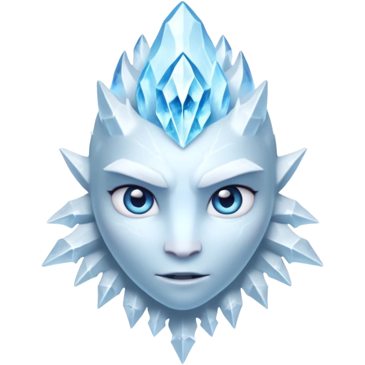 ice creature portrait, head and shoulders only, frozen crystal skin, glowing blue eyes, frost aura, sharp icy textures, fantasy winter vibe, 3D cartoon, mobile game icon style, clean background, no text, no watermark
 emoji