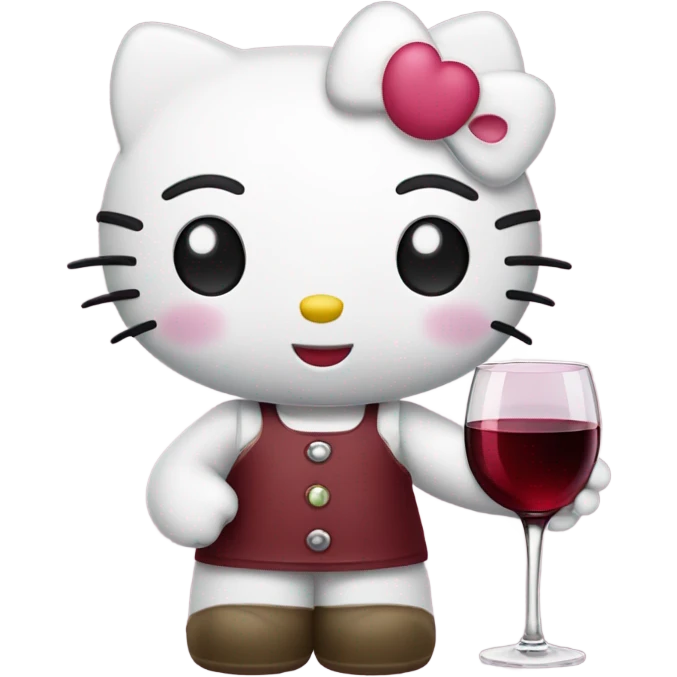 Hello Kitty drinking red wine emoji