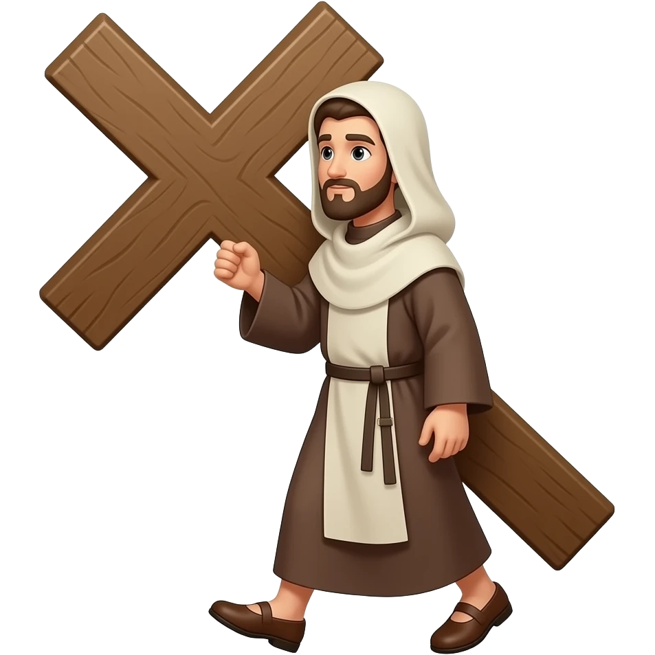 misionero caminando con cruz en mano emoji