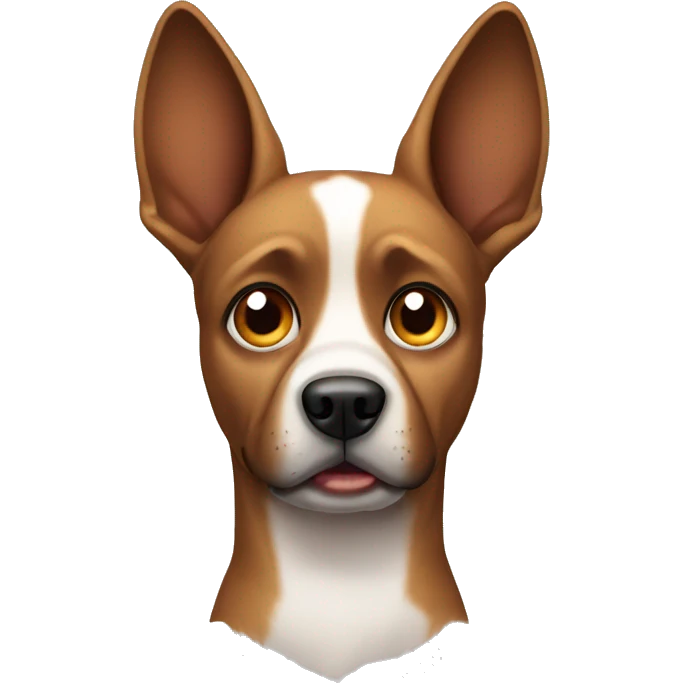 Dog with brown pointy ears with a hurt eye emoji