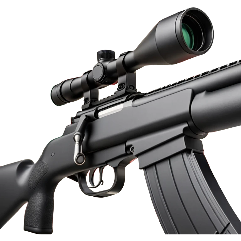 A detailed image of a rifle aimed at a target, with the target's concentric rings clearly visible. The focus is on the precision and accuracy of the sport, with the rifle positioned in front of a neutral background, emphasizing the equipment and the competitive nature of shooting. emoji