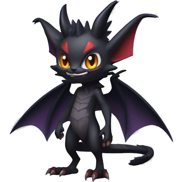  Kawaii Edgy Cool Vampiric Beautiful Noivern-Nargacuga-Litten with big Bat Ears full body emoji