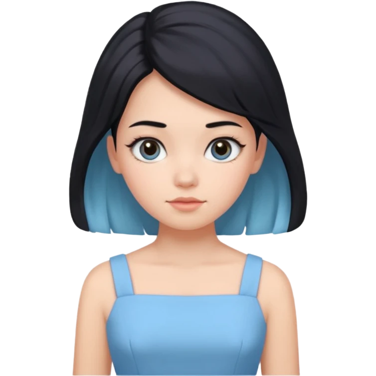 black beehive hair girl and pastel blue dress emoji