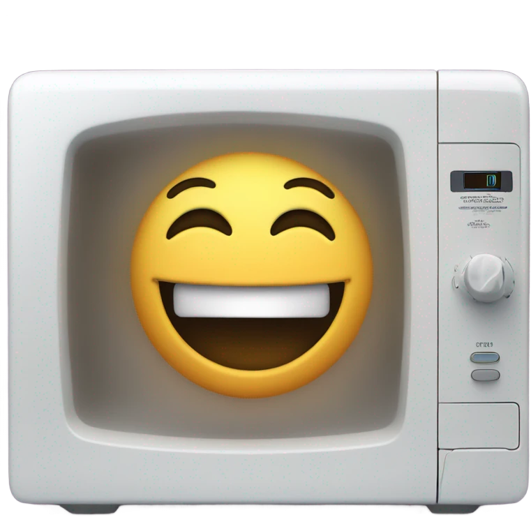 Microwave with a laughing face emoji