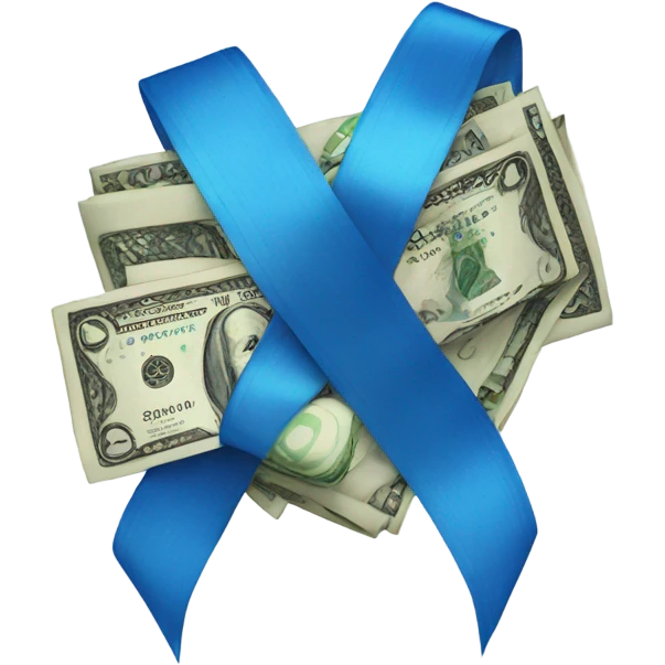 Money with a blue ribbon emoji