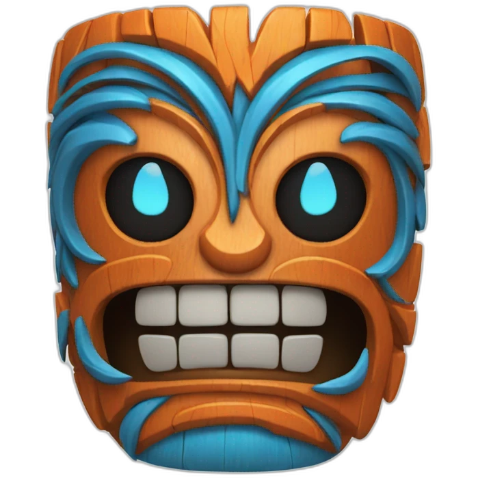 Tiki with colors blue and orange-tornado-fun-love-surf emoji