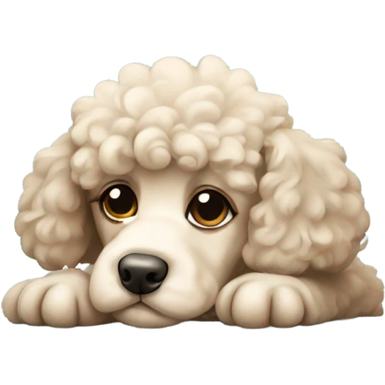 a sleepy-looking poodle puppy emoji