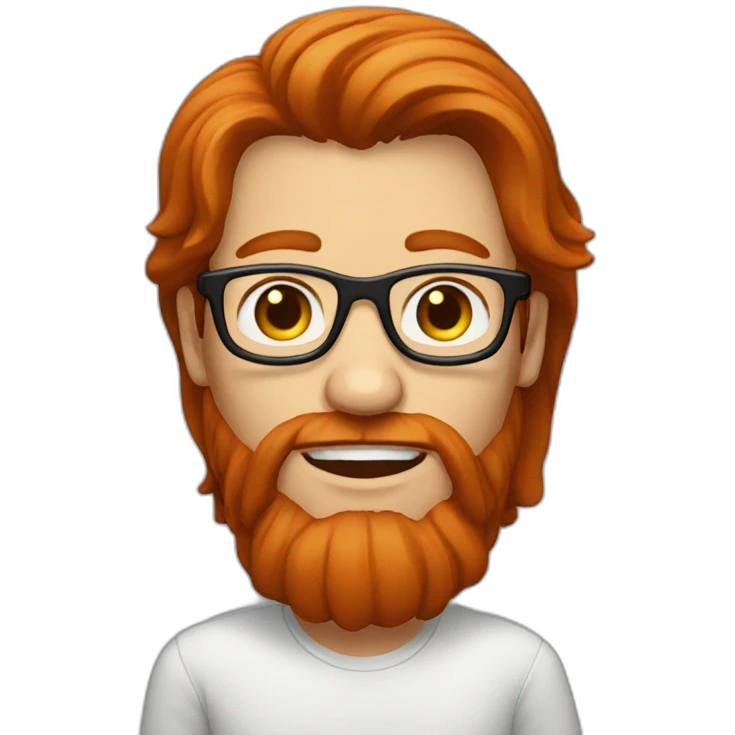 redhead man with long hair and glasses, without beard emoji