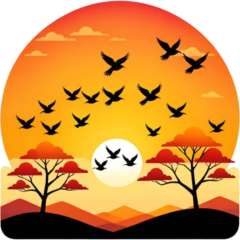 sunrise landscape with birds flying emoji