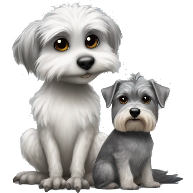Kookaburra sitting on the back of a grey miniature Schnauzer dog  emoji