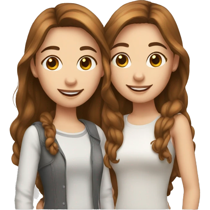 best friends both white with brown hair emoji