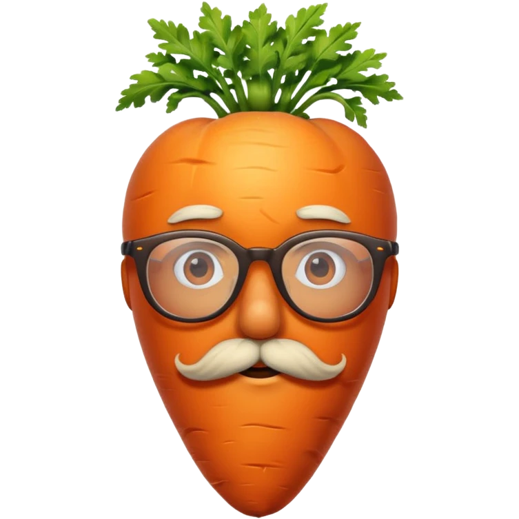 short orange carrot with red mustache and glasses emoji