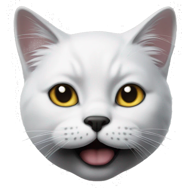 A white-haired cat with a black mustache like Chaplin's emoji