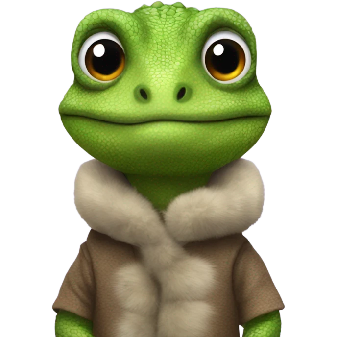 Lizard wearing a fur coat emoji