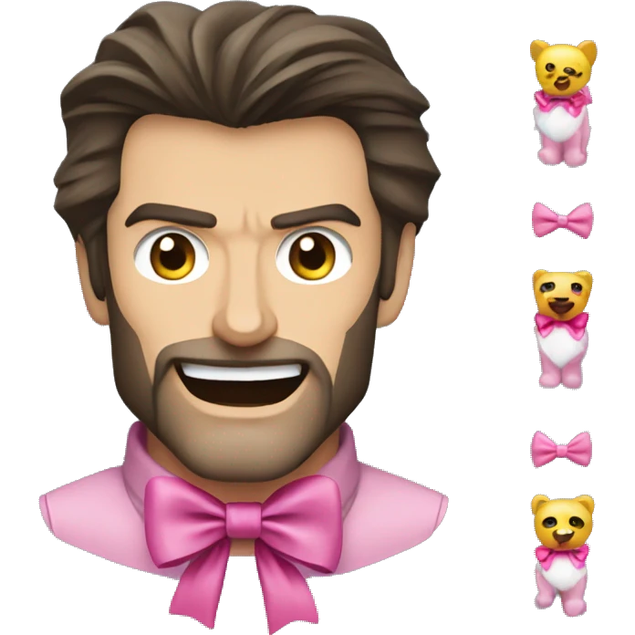 hugh jackman wolverine with pink bow emoji