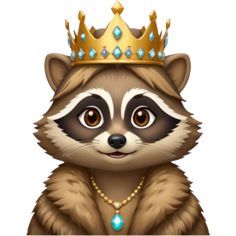 queen racoon with jewelled crown  emoji