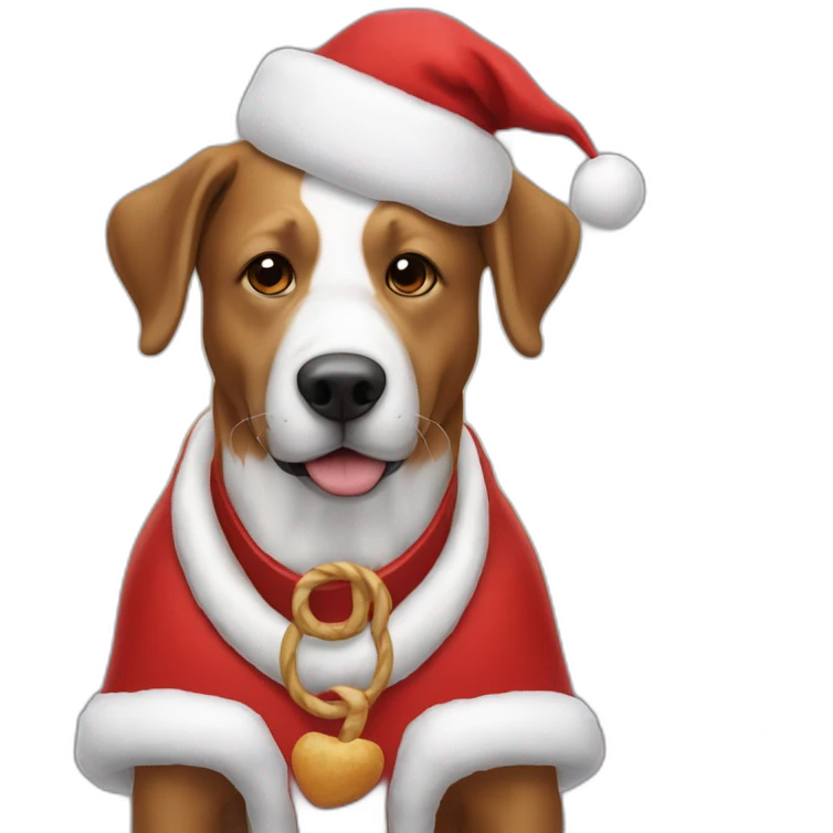 père noël qui frappe un chien emoji